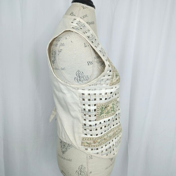 Vintage Life Style Vest Small Cottagecore Beige Cutout - Picture 8 of 9